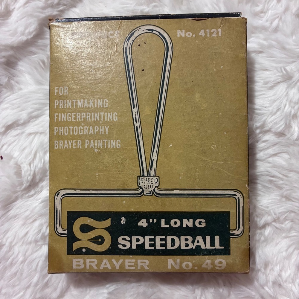 Vintage Speedball No 49 Brayer 4 Inch Soft Rubber Roller Printmaking Tool 4121